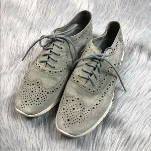 Cole Haan Zerogrand Gray Suede Wingtip Oxford 8 B